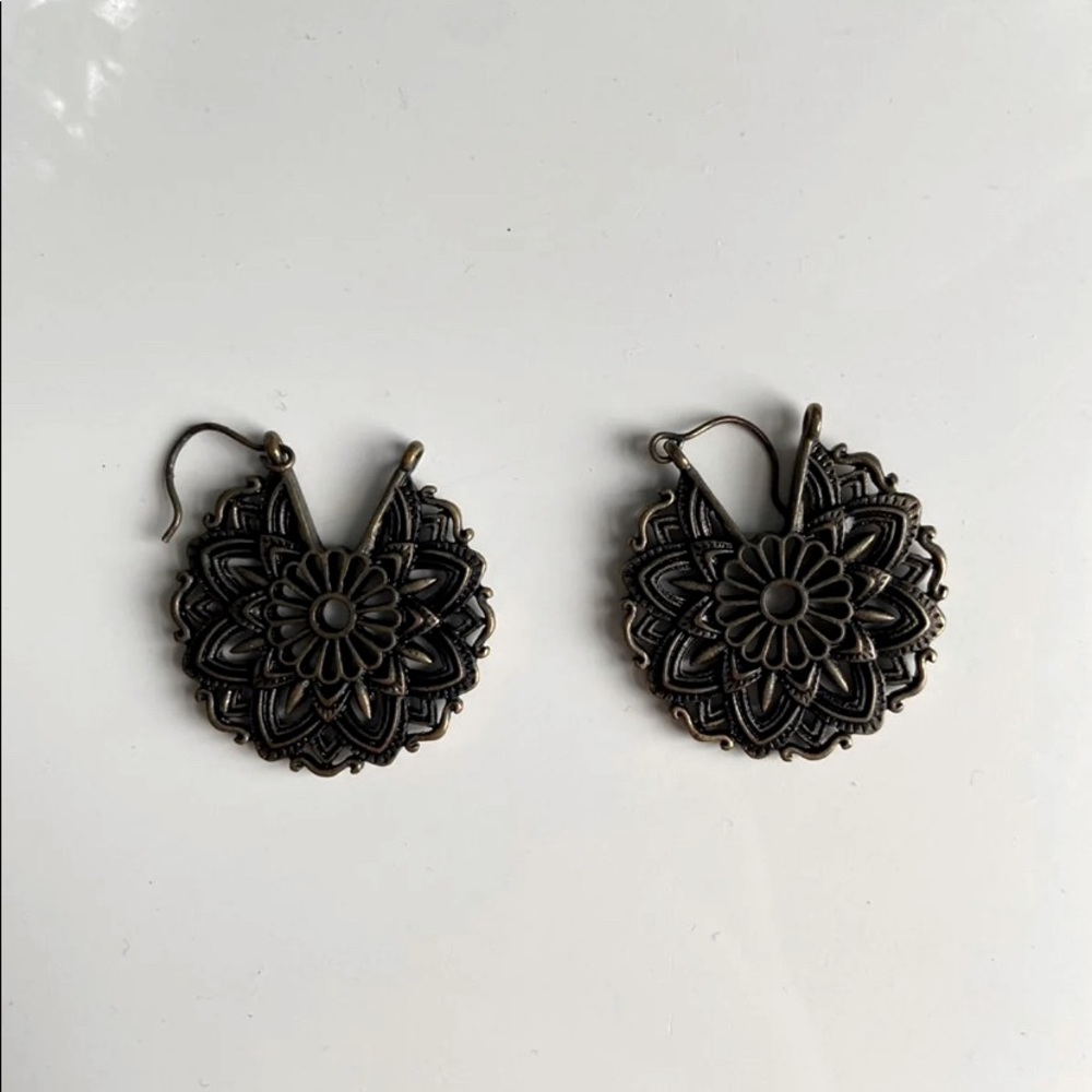 Mandala bronze boho earrings